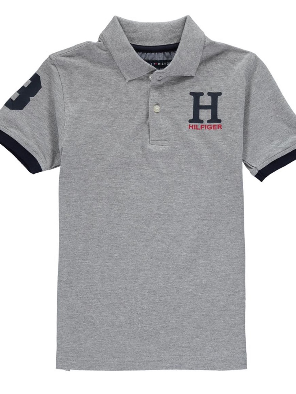 Tommy Hilfiger Navy, Grey,Red,White And Blue Colorblock Polo